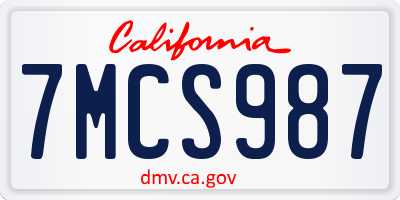 CA license plate 7MCS987
