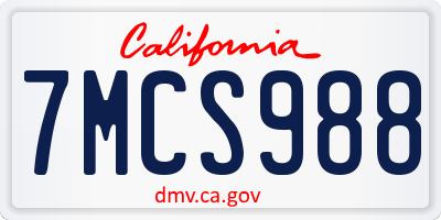 CA license plate 7MCS988
