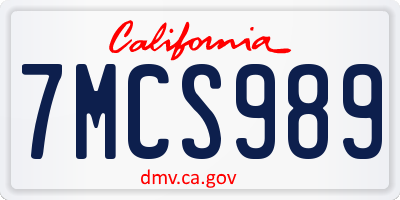CA license plate 7MCS989