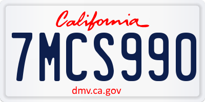 CA license plate 7MCS990