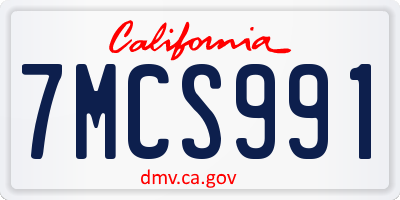 CA license plate 7MCS991