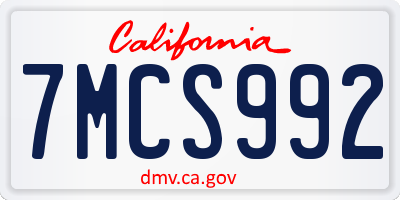 CA license plate 7MCS992
