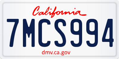 CA license plate 7MCS994