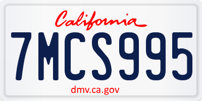 CA license plate 7MCS995