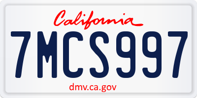 CA license plate 7MCS997