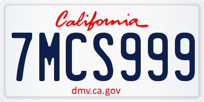 CA license plate 7MCS999