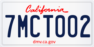 CA license plate 7MCT002