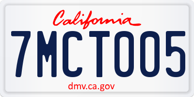 CA license plate 7MCT005