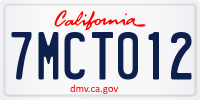 CA license plate 7MCT012