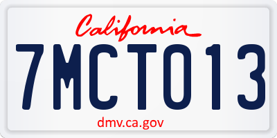 CA license plate 7MCT013