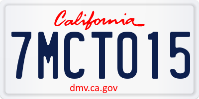 CA license plate 7MCT015