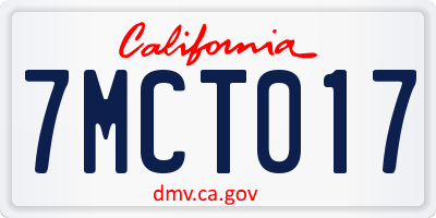 CA license plate 7MCT017