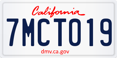 CA license plate 7MCT019