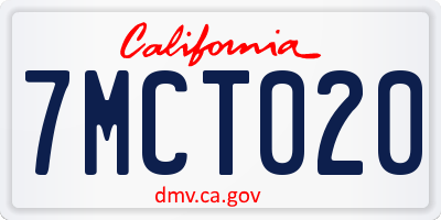 CA license plate 7MCT020