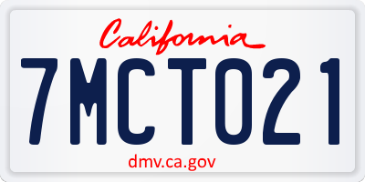 CA license plate 7MCT021