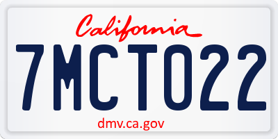 CA license plate 7MCT022
