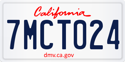 CA license plate 7MCT024