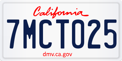 CA license plate 7MCT025