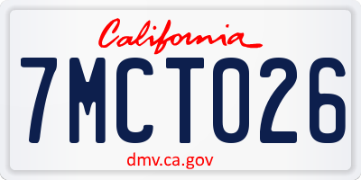 CA license plate 7MCT026
