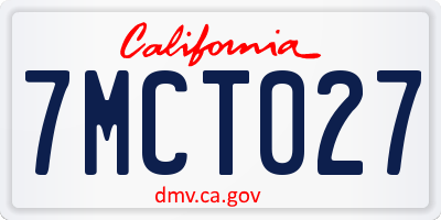 CA license plate 7MCT027