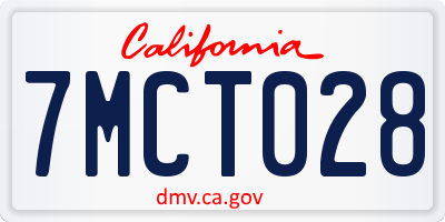 CA license plate 7MCT028