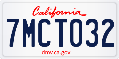 CA license plate 7MCT032