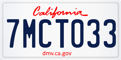 CA license plate 7MCT033