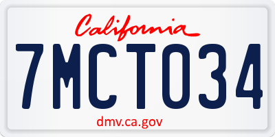 CA license plate 7MCT034