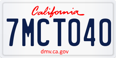 CA license plate 7MCT040