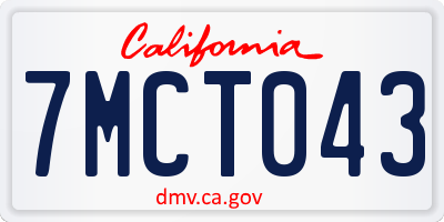 CA license plate 7MCT043
