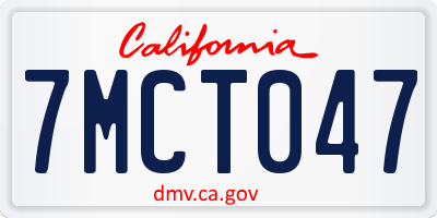 CA license plate 7MCT047