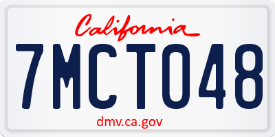 CA license plate 7MCT048