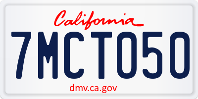 CA license plate 7MCT050