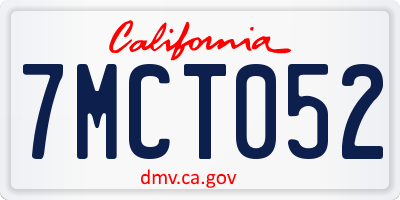 CA license plate 7MCT052