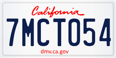 CA license plate 7MCT054