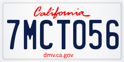 CA license plate 7MCT056