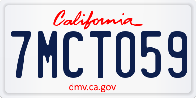 CA license plate 7MCT059