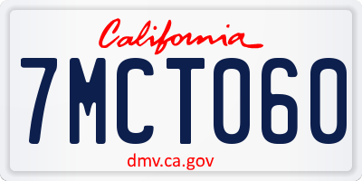 CA license plate 7MCT060