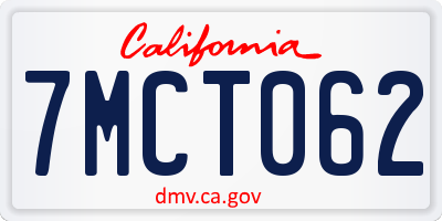 CA license plate 7MCT062