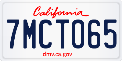 CA license plate 7MCT065