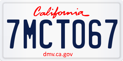CA license plate 7MCT067