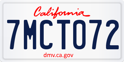 CA license plate 7MCT072