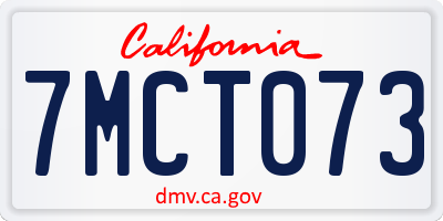 CA license plate 7MCT073