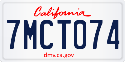 CA license plate 7MCT074