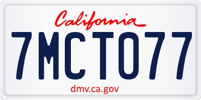 CA license plate 7MCT077