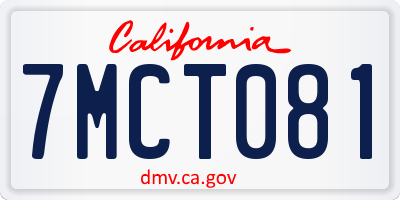 CA license plate 7MCT081