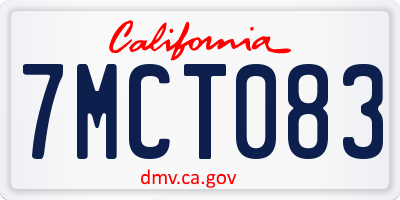 CA license plate 7MCT083