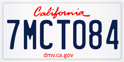 CA license plate 7MCT084