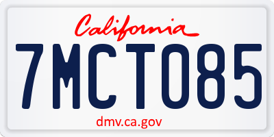 CA license plate 7MCT085