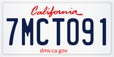 CA license plate 7MCT091